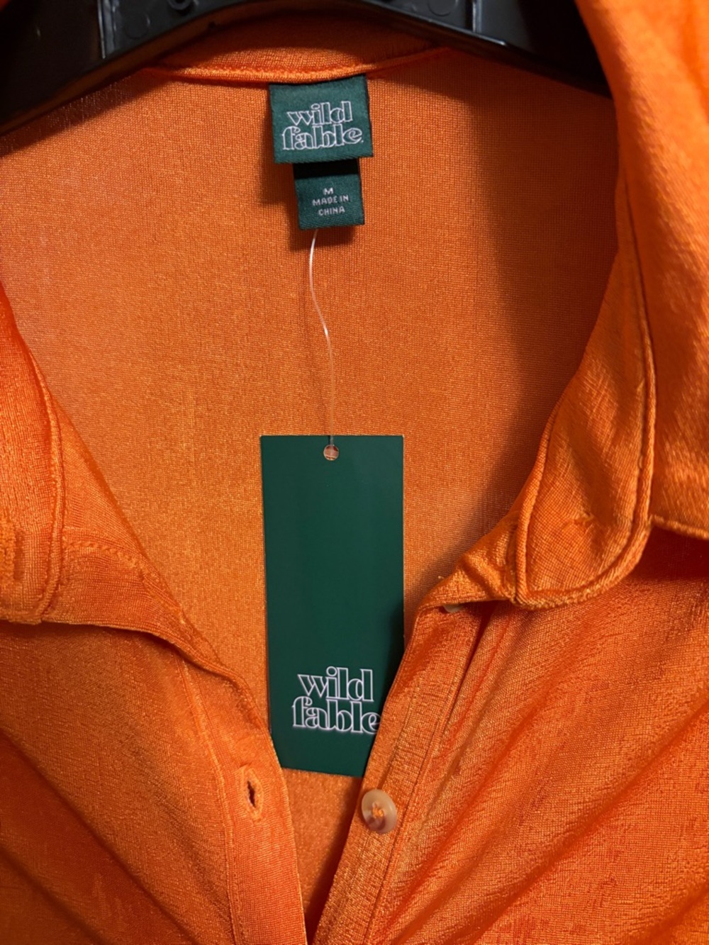 Orange Ruched Button-Front Dress - Picture 2 of 3
